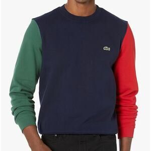 Lacoste Men's Ls Colorblock Crewneck with Badge on Left Chest Marine 4XL